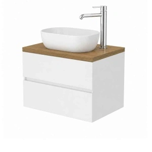 Mobilier suspendat pentru lavoar Fluminia Genova 80, front și laterale netede, 80x46 cm, alb lucios - Img 2
