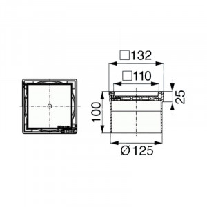 Piesa superioara de montaj Kessel, cu margini inox, Ø132, SYSTEM 125, pentru corp sifon - Img 2