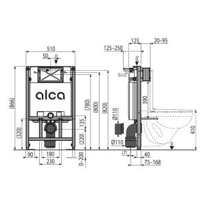 Rezervor WC incastrat, Alcadrain, Sadromodul, pentru instalari uscate in gips-carton, inaltime = 86,6 cm - Img 2