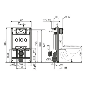 Rezervor WC incastrat, Alcadrain, Sadromodul, pentru instalari uscate in gips-carton, inaltime = 86,6 cm - Img 2