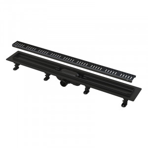 Rigola de dus AlcaDrain, Simple, cu capac, 65 cm, negru mat