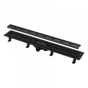 Rigola de dus AlcaDrain, Simple, cu capac, 65 cm, negru mat