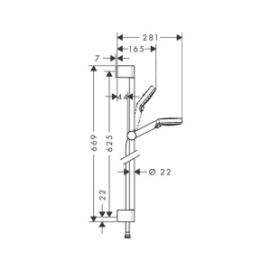 Set de duș Hansgrohe Crometta Vario EcoSmart cu bară 65 cm, alb-crom - Img 2