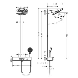 Set de dus, Hansgrohe, Pulsify S, cu palarie de dus 260 2 jeturi, baterie ShowerTablet Select, crom - Img 2