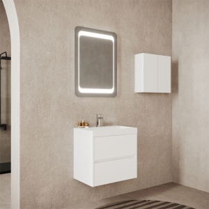 Set mobilier cu lavoar Fluminia, Fiori 60, cu sertare soft close, alb - Img 5