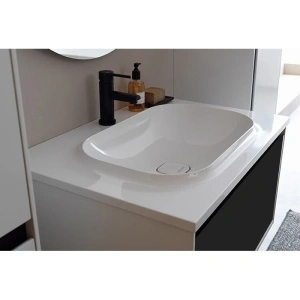Set mobilier cu lavoar, Kolpasan, Pandora, suspendat, 110 cm, negru - Img 5