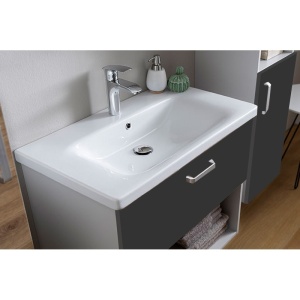 Set mobilier suspendat si lavoar Kolpasan, Evelin, 80 cm, gri antracit - Img 3