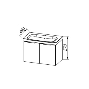 Set mobilier suspendat si lavoar Kolpasan, Lana, 80cm, lemn deschis - Img 5