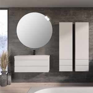 Set mobilier suspendat si lavoar, Kolpasan, Naomi, 100 cm, alb - Img 3