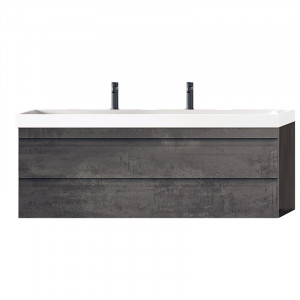 Set mobilier suspendat si lavoar, KolpaSan, Naomi, 120 cm, dark concrete