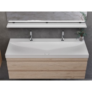 Set mobilier suspendat si lavoar, Kolpasan, Naomi, 120 cm, natural wood - Img 3
