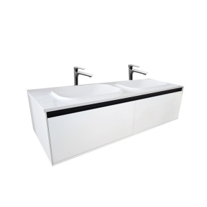 Set mobilier suspendat si lavoar Kolpasan, Pandora, 110 cm, alb lucios - Img 6