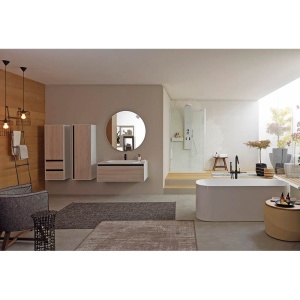 Set mobilier suspendat si lavoar Kolpasan, Pandora, 110 cm, lemn natur - Img 6