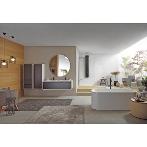 Set mobilier suspendat si lavoar Kolpasan, Pandora, 150 cm, black stone