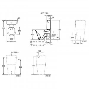 Set vas WC stativ rimless Villeroy & Boch, O.Novo, compact, direct flush, cu rezervor si capac soft close, alb - Img 2