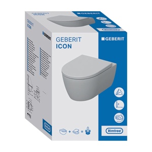 Set vas WC suspendat, Geberit, iCon, cu capac, rimfree, alb - Img 6