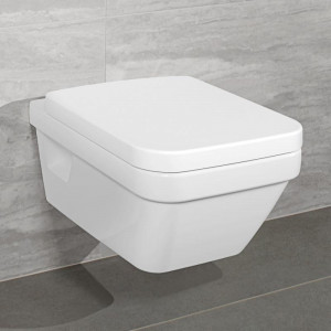 Set vas WC suspendat Villeroy & Boch, Architectura, direct flush, dreptunghiular, cu capac soft close, quick release, alb - Img 3