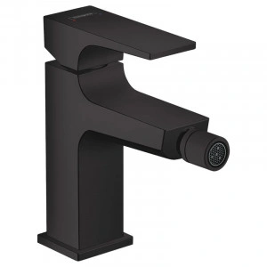 Baterie bideu cu ventil click-clack, Hansgrohe, Metropol, negru mat