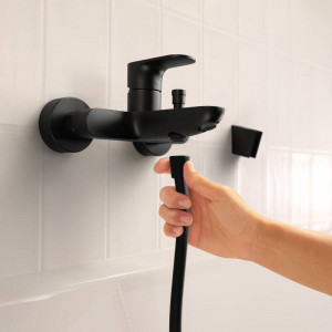 Baterie cada-dus Hansgrohe, Rebris S, negru mat - Img 2