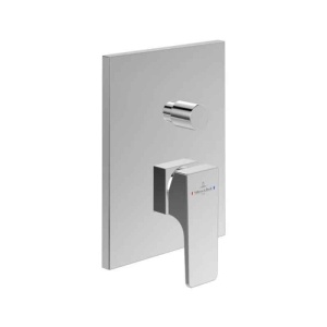 Baterie cadă duș Villeroy&Boch, Architectura Square, încastrabilă, parte vizibilă, crom