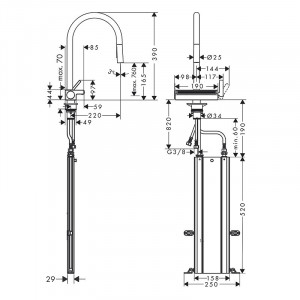 Baterie de bucatarie, Hansgrohe, Aquno Select M81 170, 3 jeturi, sBox, crom - Img 2