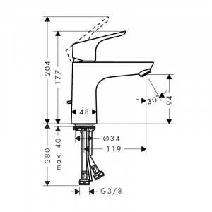 Baterie de lavoar Hansgrohe, Focus 100, cu ventil, crom - Img 2