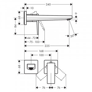 Baterie lavoar cu montaj pe perete, Hansgrohe, Metropol, pipa 22,5 cm, negru mat - Img 3
