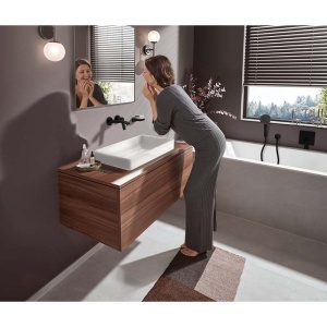 Baterie lavoar cu montaj pe perete, Hansgrohe, Vivenis, cu pipa 19,2 cm, negru mat - Img 5