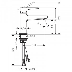 Baterie lavoar cu ventil, Hansgrohe, Metropol 100, negru mat - Img 2