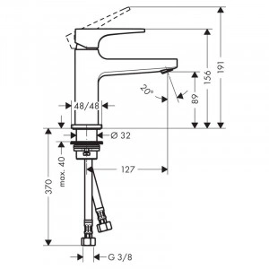 Baterie lavoar cu ventil, Hansgrohe, Metropol 100, negru mat - Img 2