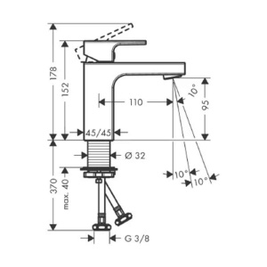 Baterie lavoar, Hansgrohe, Vernis Shape 100, fără ventil, negru mat - Img 2