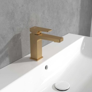 Baterie pentru lavoar Villeroy&Boch, Architectura Square 112, fără ventil , brushed gold - Img 2