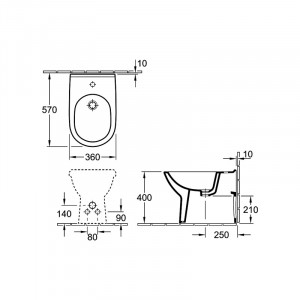 Bideu stativ Villeroy & Boch, O.Novo, rectificat, alb - Img 5