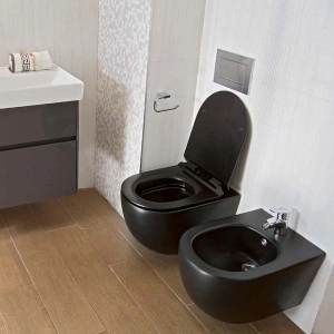 Bideu suspendat, Fluminia, Minerva, negru mat - Img 3