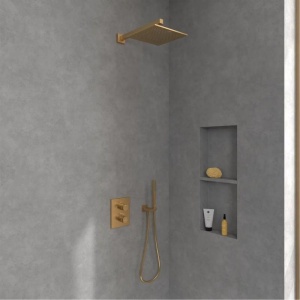 Braț de duș Villeroy&Boch, Universal Showers, pătrat, 40 cm, brushed gold - Img 2