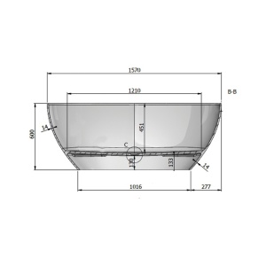 Cada freestanding Fluminia, Etna, din cast marble, fara preaplin, 170 x 70 x h60 cm, alb lucios - Img 2