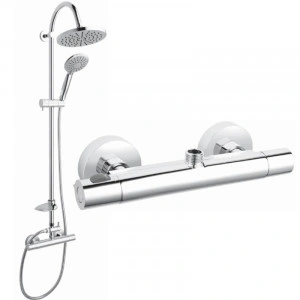 Coloana dus cu termostat Ferro, Trinity, dus fix si mobil, crom