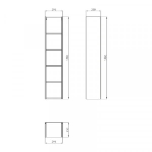 Dulap suspendat deschis, Cersanit, Crea, înalțime 140 cm, alb - Img 2