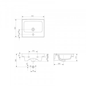 Lavoar pentru mobilier,Cersanit, Crea, 50 cm, alb - Img 2