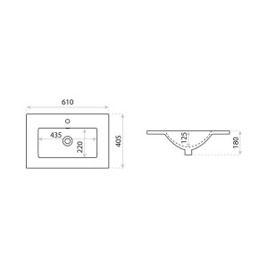 Lavoar pentru mobilier, Spectrum, Flamengo, slim, 60 cm, alb - Img 3