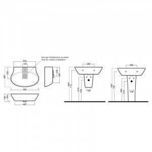 Lavoar suspendat Hatria, Nido, 68 cm, alb - Img 2