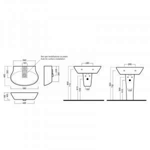 Lavoar suspendat Hatria, Nido, 68 cm, alb - Img 2