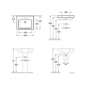Lavoar Villeroy & Boch, Subway 2.0, suspendat, 60 cm, alb alpin - Img 4