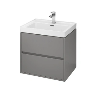 Mobilier suspendat Cersanit, Crea, cu doua sertare, 60 cm, gri