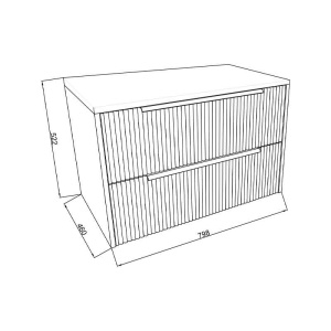 Mobilier suspendat pentru lavoar pe blat Fluminia Istria 80, cu 2 sertare, front riflat, 80x46 cm, salvia, mânere aurii - Img 4