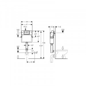 Rezervor ingropat Geberit, Delta, pentru WC stativ, 12 cm - Img 2