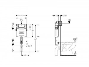 Rezervor ingropat Geberit, Sigma, pentru vas WC stativ, 12 cm - Img 2