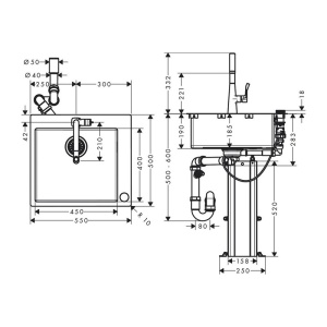 Set chiuvetă bucătărie Hansgrohe, C71-F450-01, cu baterie Select, inox - Img 5