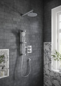 Set de duș Villeroy&Boch, Universal Showers, cu bară, portsăpun, pară duș și furtun, negru mat - Img 4