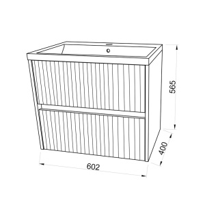 Set mobilier cu lavoar Fluminia, Fiori 60, cu sertare soft close, stejar - Img 2